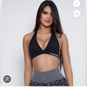Pcheebum Black Halter Sports Bra